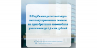В Год Семьи региональную выплату приемным семьям на приобретение автомобиля увеличили до 1,5 млн рублей - Министерство социальных отношений